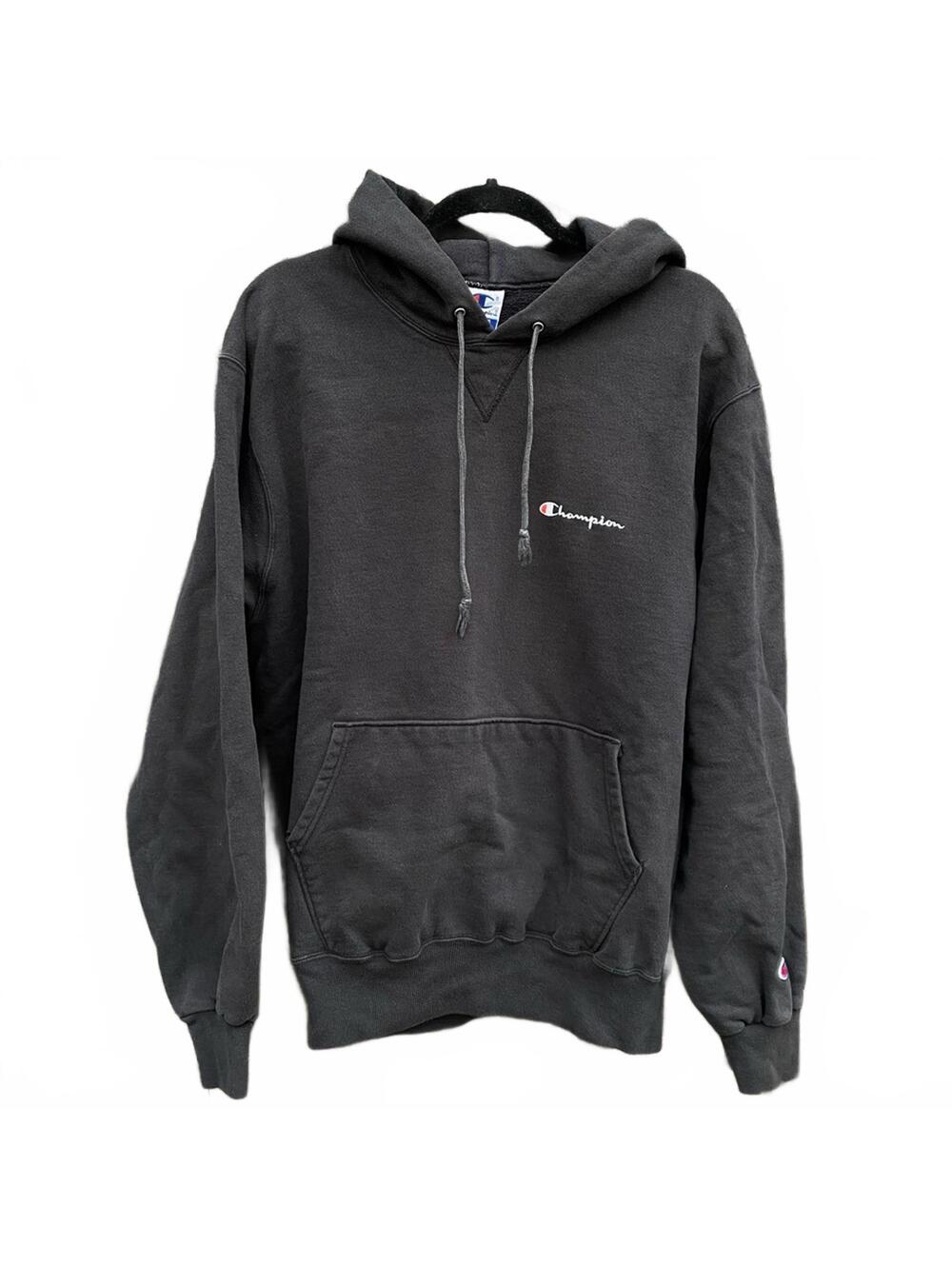 Retro Y2K Black Champion Sweatshirt Hoodie Size XL